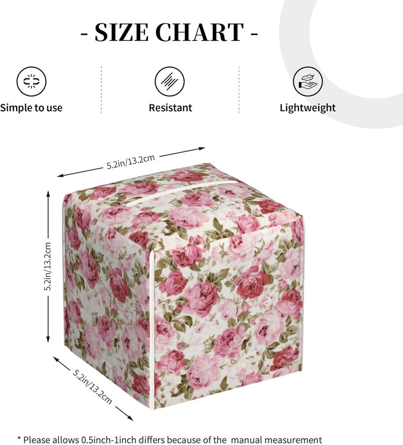 sndheke Vintage Rose Flowers Leaves Tissue Box Cover Square,Pink Floral Plants Tissue Box Holder Waterproof Leather Facial Paper Organizer Dispenser for Bathroom Home Car Nightstand Vanity Desk - Image 4